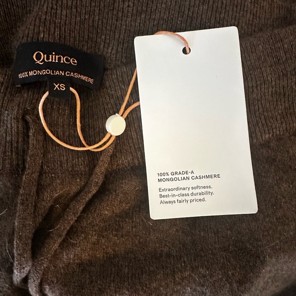 NWT Quince Women's Chocolate Brown Mongolian Cashmere Track Pants - Picture 3 of 3